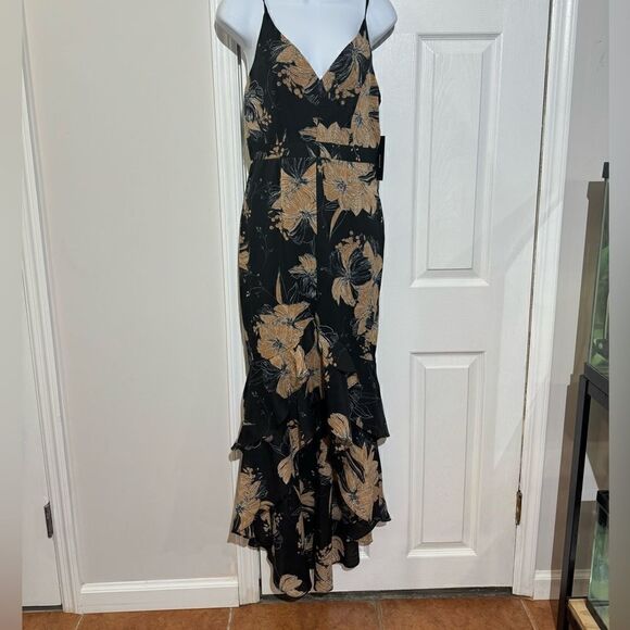NWT Lulu Darling Daylily Black Floral Print High-Low Maxi Dress size S - Picture 5 of 15